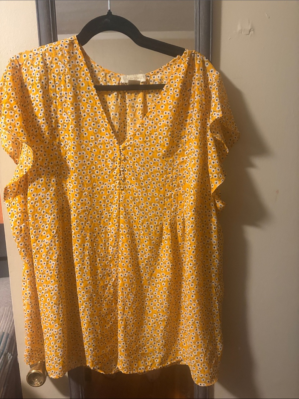 Cynthia Rowley Yellow Daisy Print V-Neck Tunic